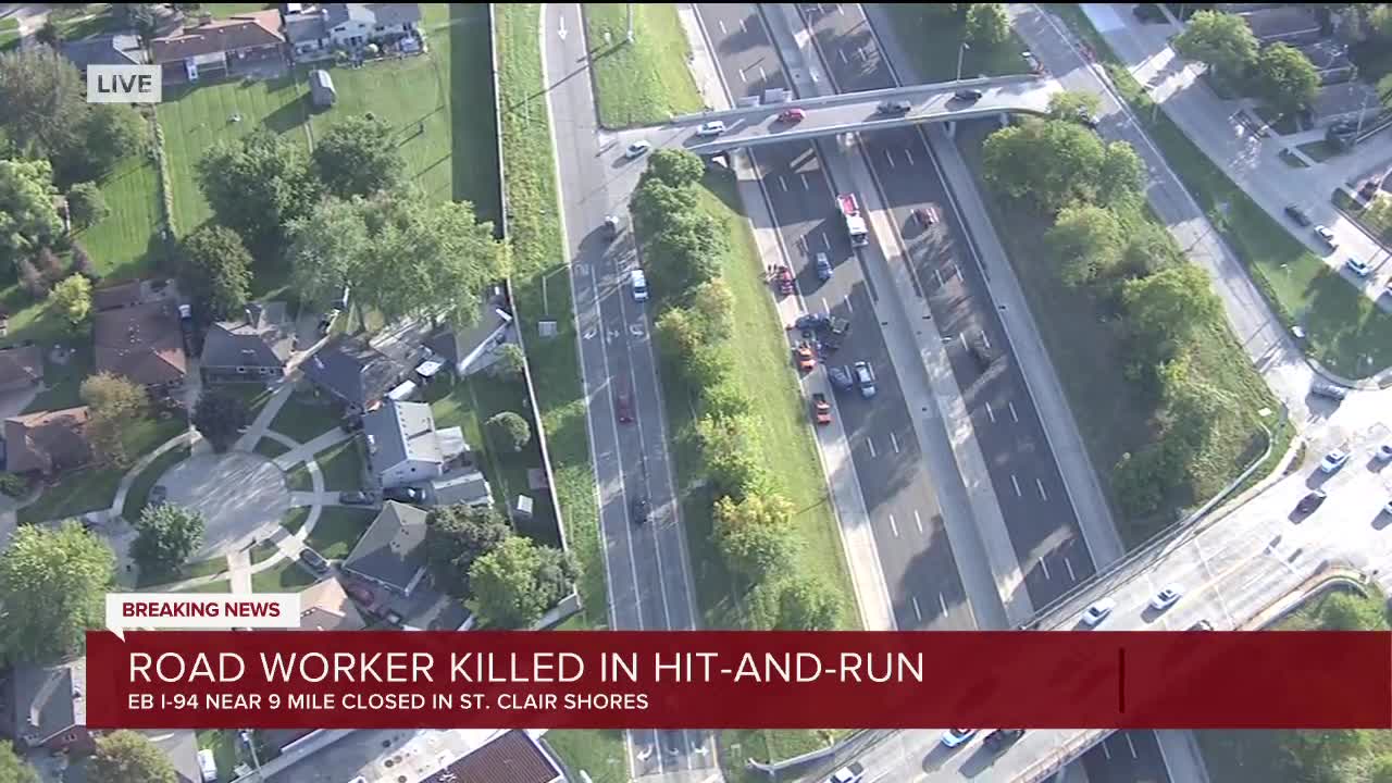 Road worker killed in hit-and-run crash on eastbound I-94 in St. Clair Shores