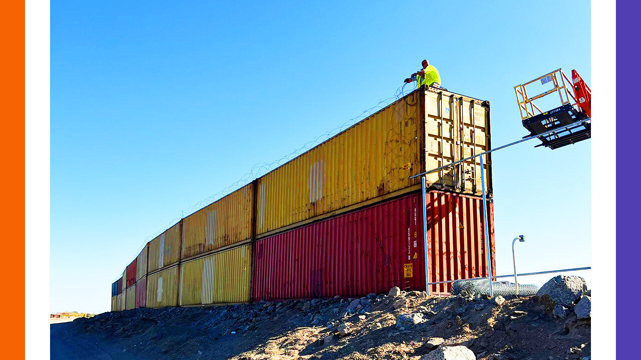 Empty Containers Being Used To Build Wall