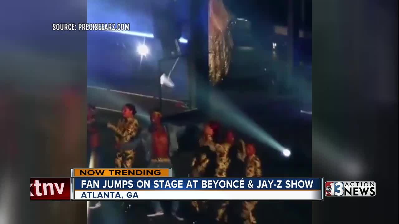 Fan jumps on stage at Beyonce and Jay-Z show