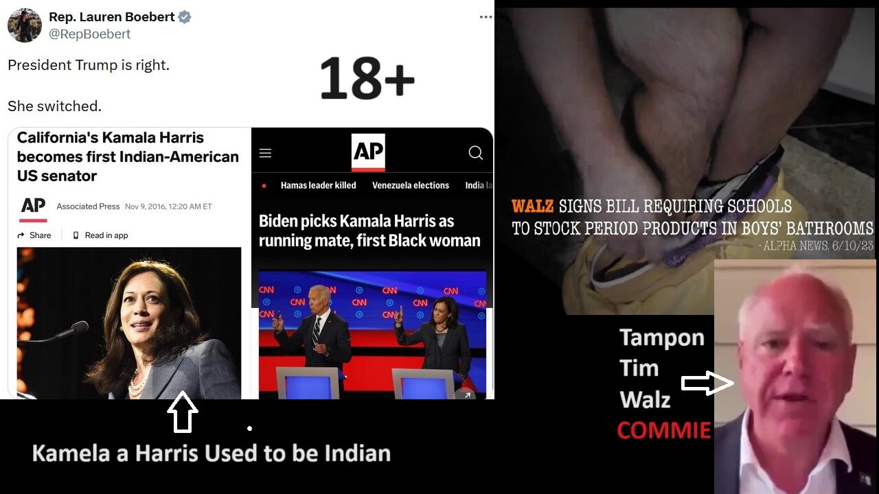 President Trump is Correct: Kamala Used to be Indian (Now is Black) and Tampon Tim Walz is Commie. Nice!