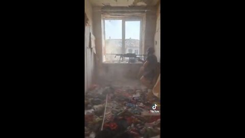 Ukrainian firing position in a residential building in Severodonetsk