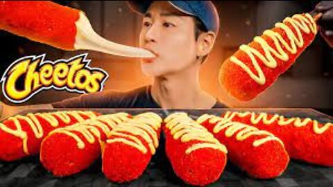 ASMR HOT CHEETOS MOZZARELLA CORNDOGS MUKBANG *COOKING AND EATING SOUNDS*