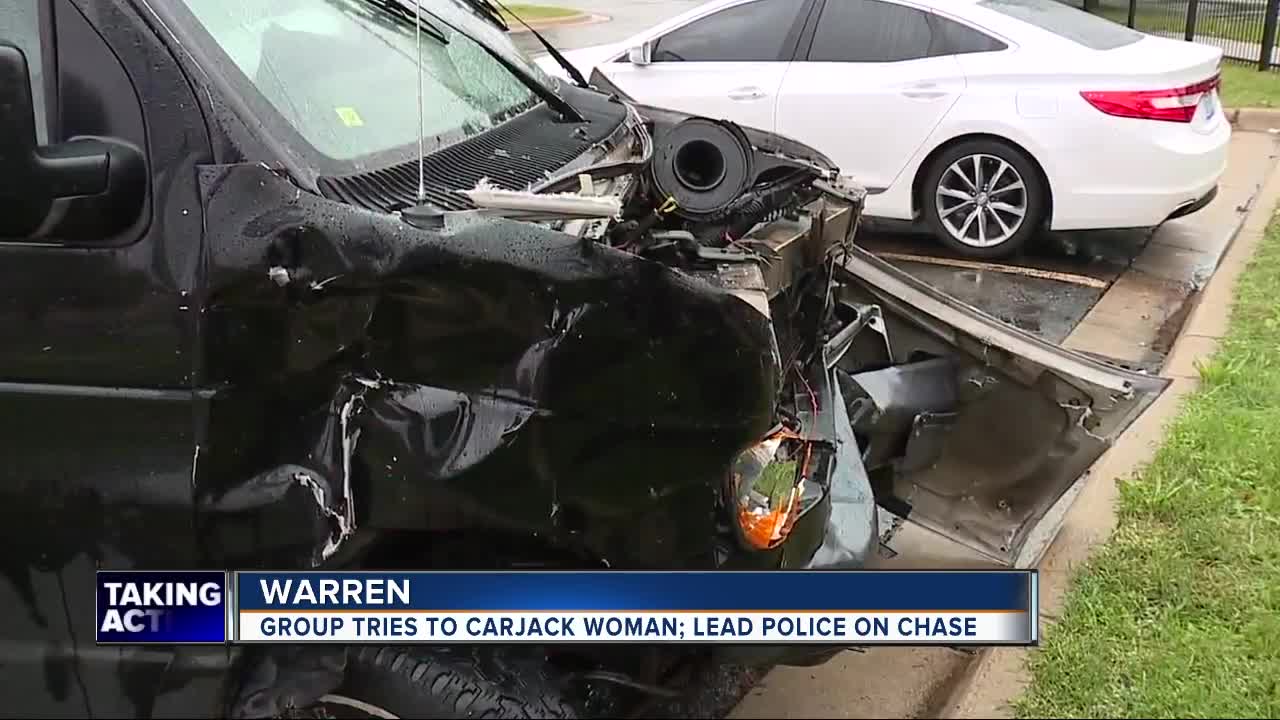 Group tries to carjack woman in Warren, lead police on chase