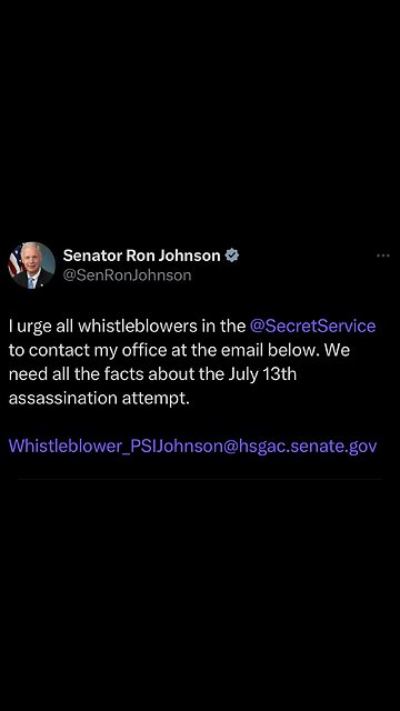 “I urge all whistleblowers in the @SecretService to contact my office at the email below..."