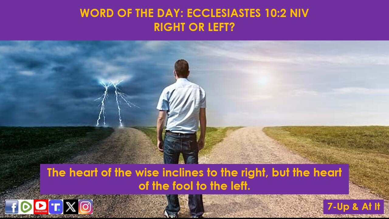 WORD OF THE DAY: ECCLESIASTES 10:2 NIV​ - RIGHT OR LEFT?​