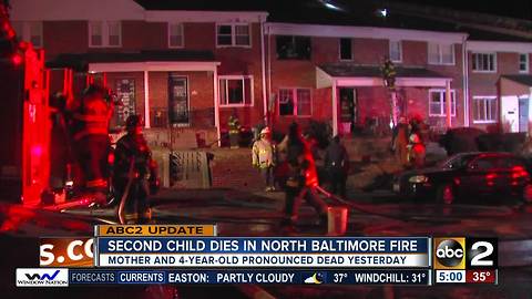 Second child dies after Baltimore house fire