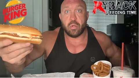 Ryback Trumps Burger King Italian Chicken Sandwiches Review with Onion Rings & Oreo Shake Cheat Meal