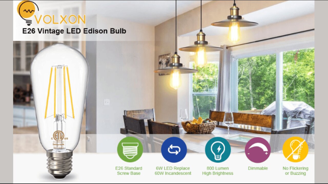 Dimmable E26 Edison Bulbs 60 Watt LED Equivalent