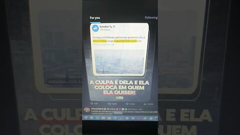 fumaça em Manaus pressiona ditadura Lula e Marina Silva reage culpando Bolsonaro KKK mesmo 🤦🏼🤦🏼🤦🏼🔥🔥🔥
