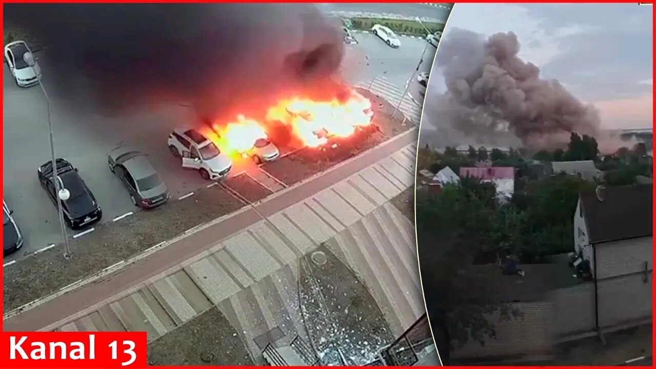 Moment the Ukrainian army hit Russian territory with Vampire missiles - explosion and fire occurred