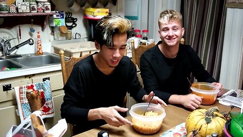 SPICY KOREAN NOODLE CHALLENGE FT Exploring with Josh ( Don't try this! )