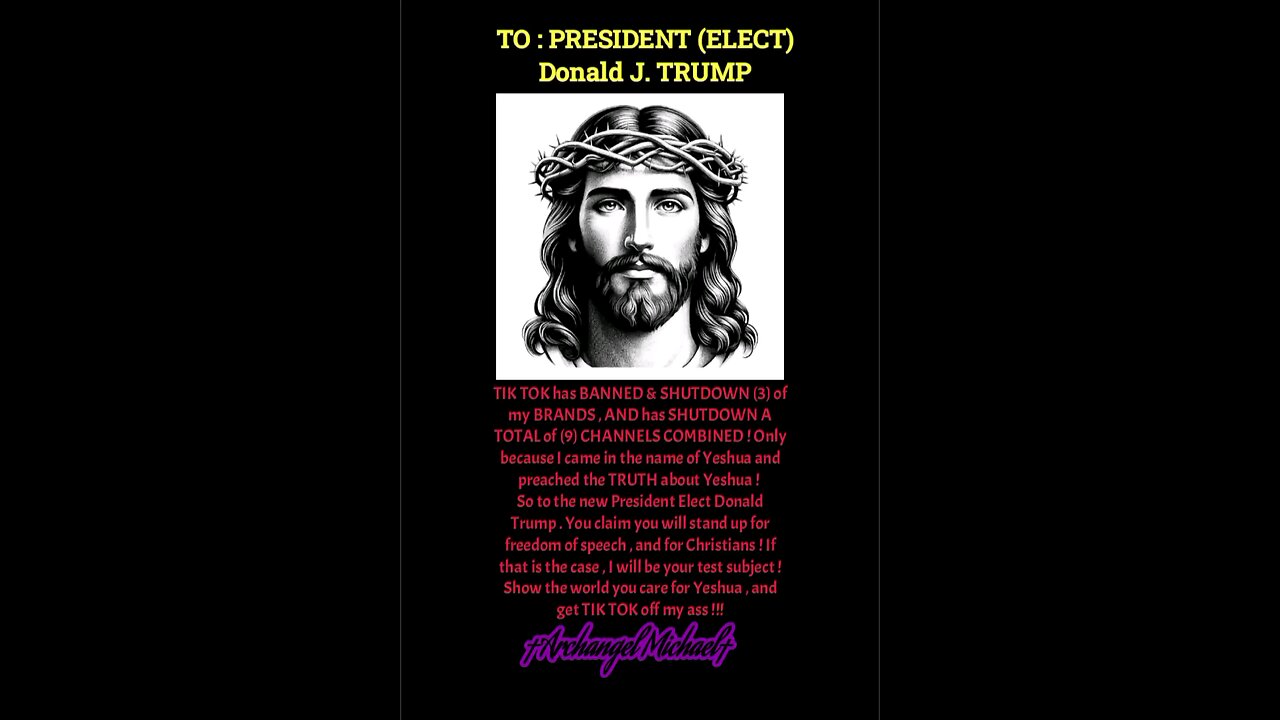 TO PRESIDENT ELECT , Donald J. TRUMP ... A request in YESHUA'S / Jesus name ....