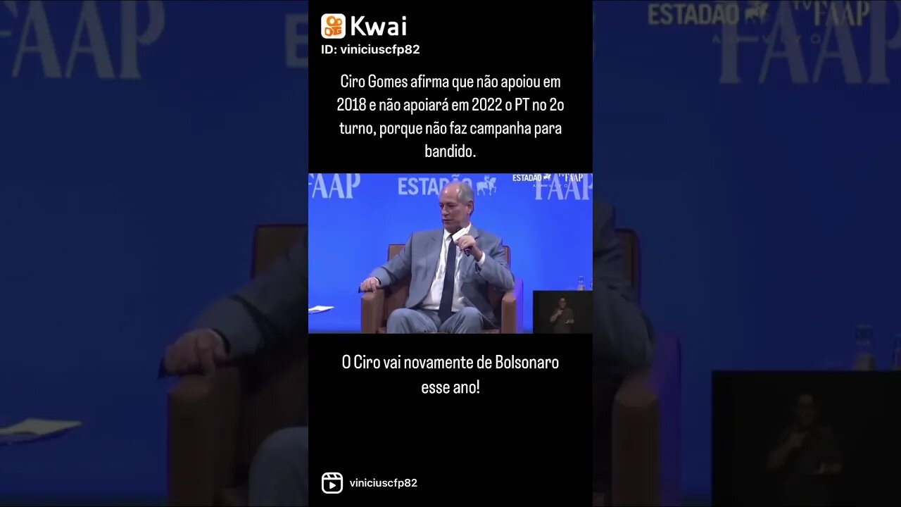 O Ciro vai novamente de Bolsonaro esse ano!