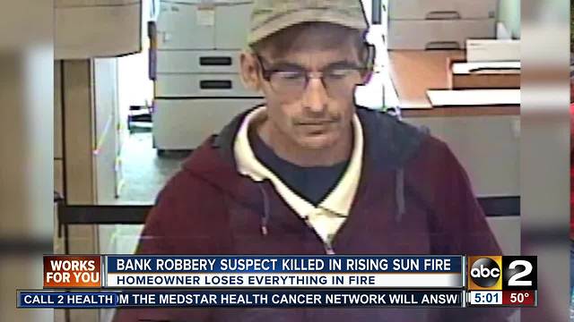 FBI: Suspected bank robber dies after house he was barricaded in catches fire