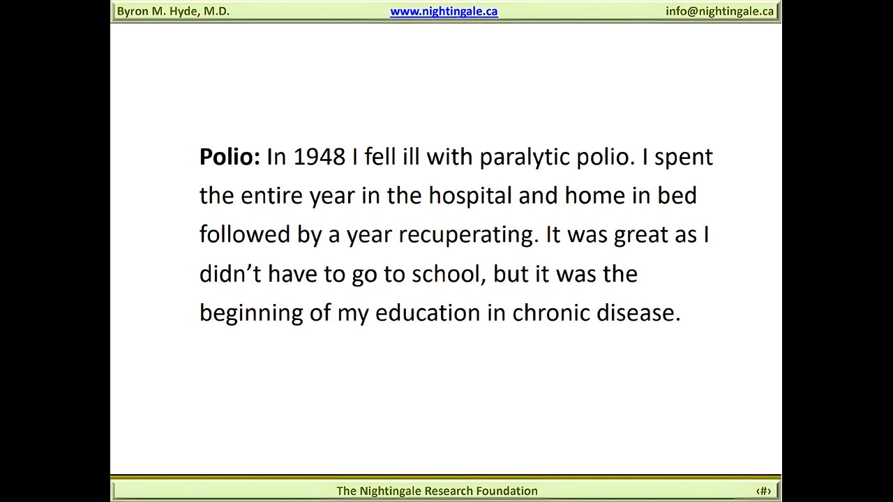 I fell ill with Polio in 1948 - Byron Hyde, MD