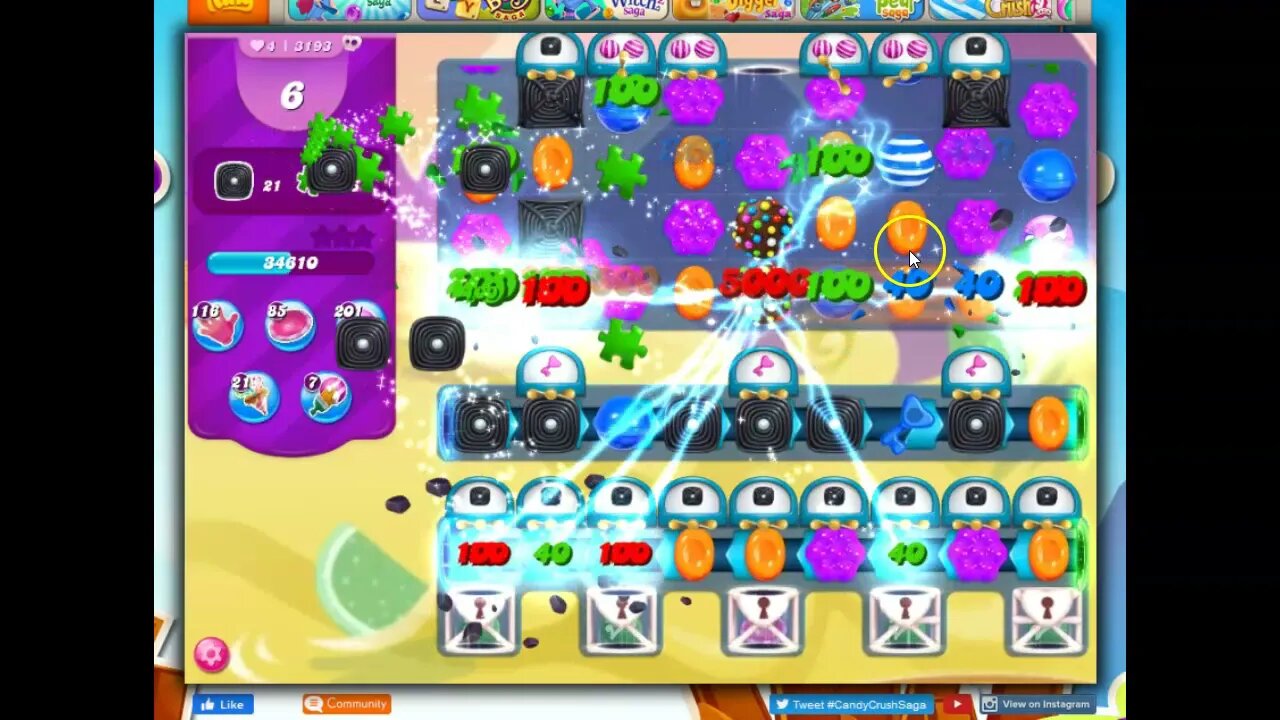 Candy Crush Level 3193 Talkthrough, 15 Moves 0 Boosters