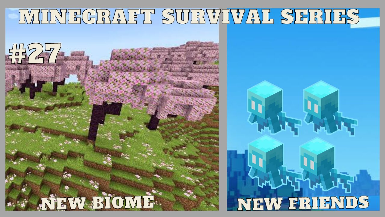 minecraft survival series, got cherry blossom saplings and new friends (allay) 100 days #minecraft
