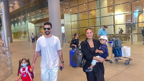 Neha Dhupia With Daughter Mehr, Son Guriq, Husband Angad Bedi Returns From Family Vacation 💖📸