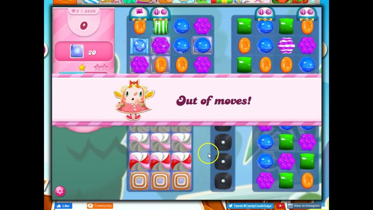 Candy Crush Level 3820 Talkthrough, 30 Moves 0 Boosters