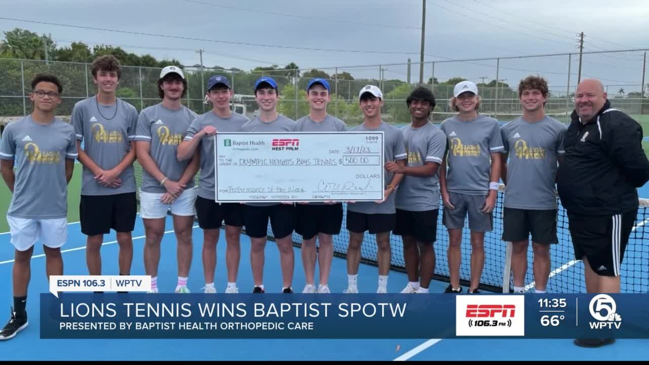 Olympic Heights boys tennis wins Baptist Sports performance