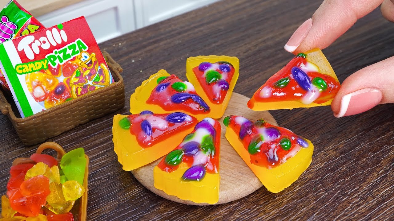 Unusual Miniature Trolli GUMMY PIZZA Tutorial | Amazing Tiny Candy by Miniature Cooking