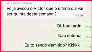 😅 QUANDO VOCÊ DESCOBRI SUA DEMISSÃO PELO WHATSAPP ! #whatsapp #noticias