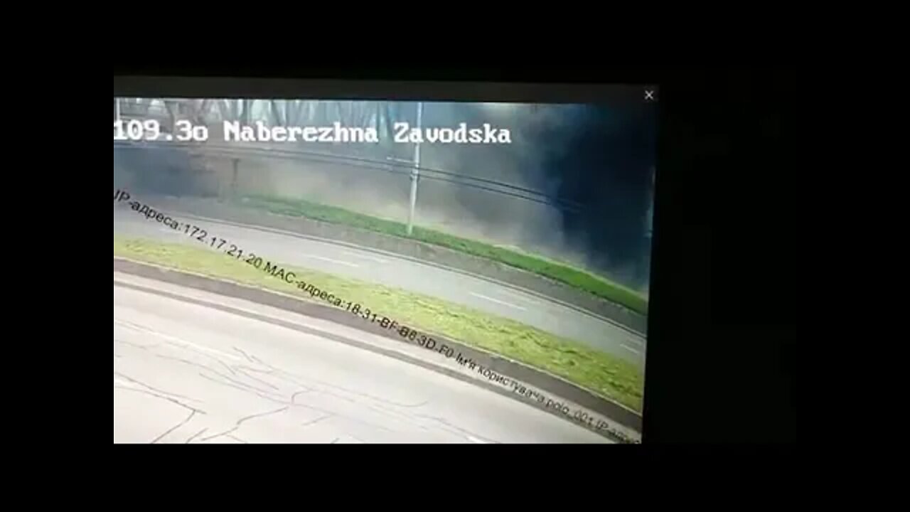 Moment Of Missile Impact On The Amur Bridge In Dnepropetrovsk, Ukraine