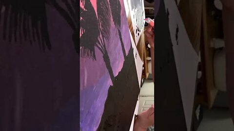 Signing the Palm Tree 🌴 Sunset Painting