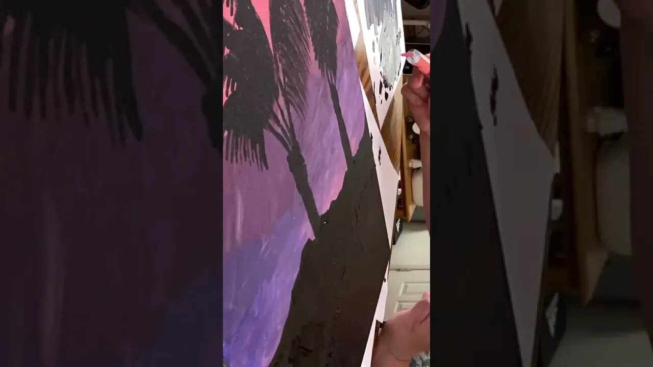 Signing the Palm Tree 🌴 Sunset Painting