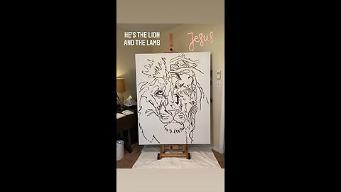 Jesus-the LION and the LAMB Art, Painting Half Face of Jesus Half Lion Face, Huge Artwork, Christian Art, How to paint a Lion and Jesus