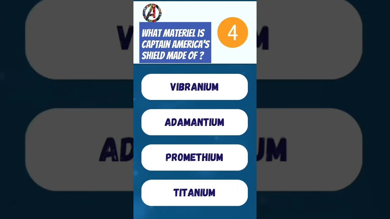 🎬QUIZ_THE_AVENGERS: What material is Captain America’s shield made of? #avengers #quiz #shorts