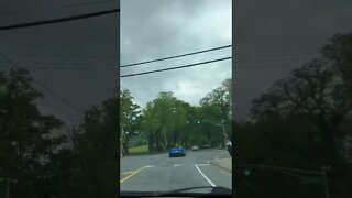 Driving behind a Blue Corvette