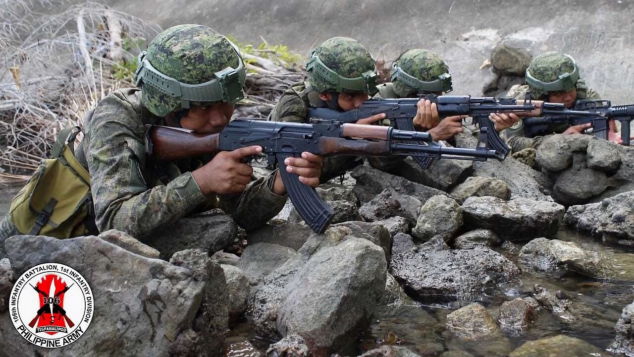 Philippine Army Troops seen issued with AK-47 type Assault Rifles