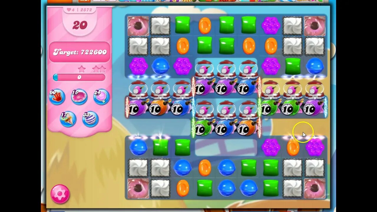 Candy Crush Level 2872 Talkthrough, 20 Moves 0 Boosters