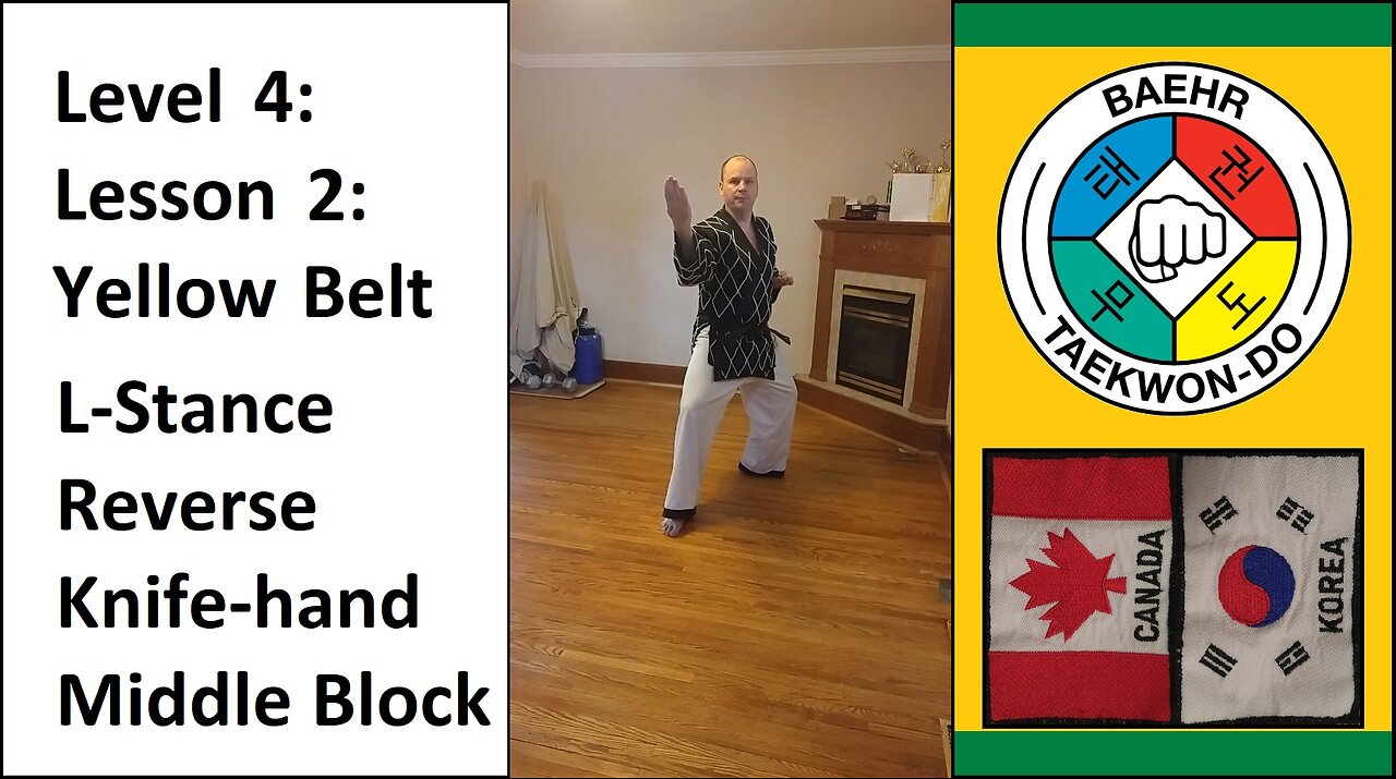 Baehr Taekwondo: 04-02: Green Stripe: L-Stance - Reverse Knife-hand Middle Block