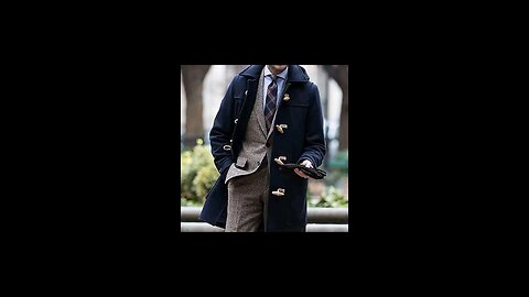 Casual Fashion Blue Trench Coat for Men Plus Size Duffle Jacket