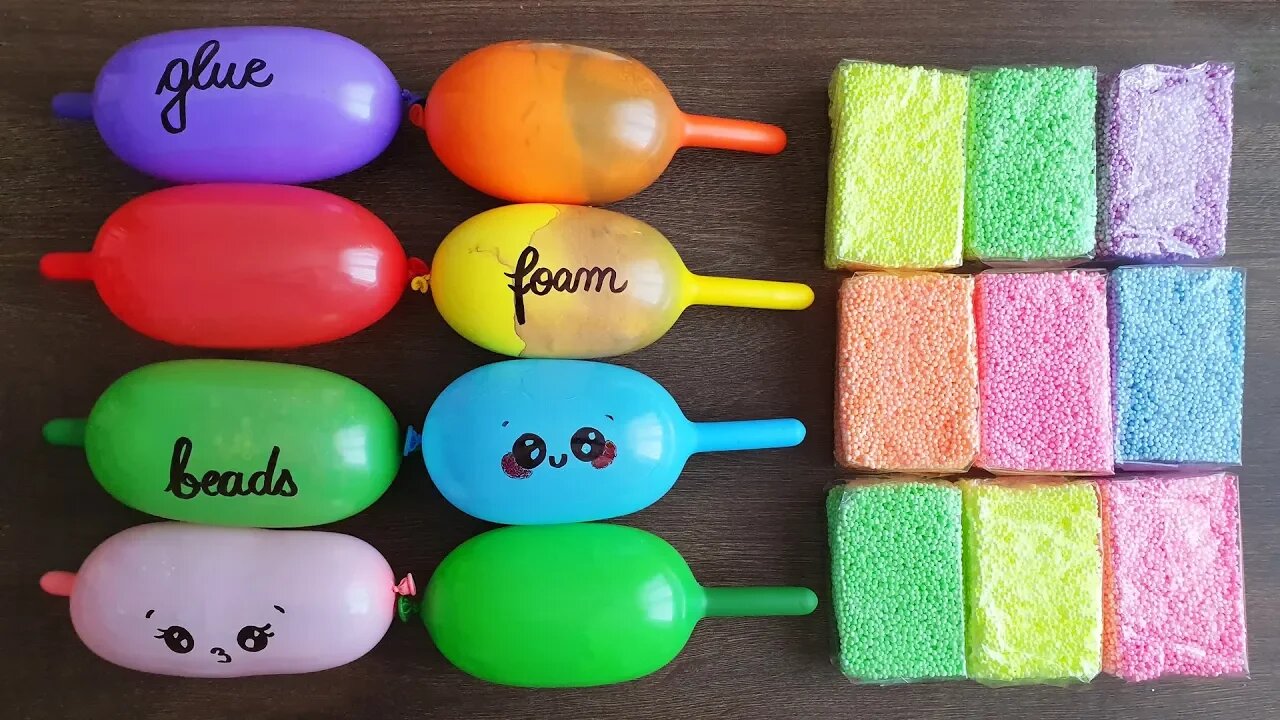 Making Slime with Funny Balloons and Foam Bricks