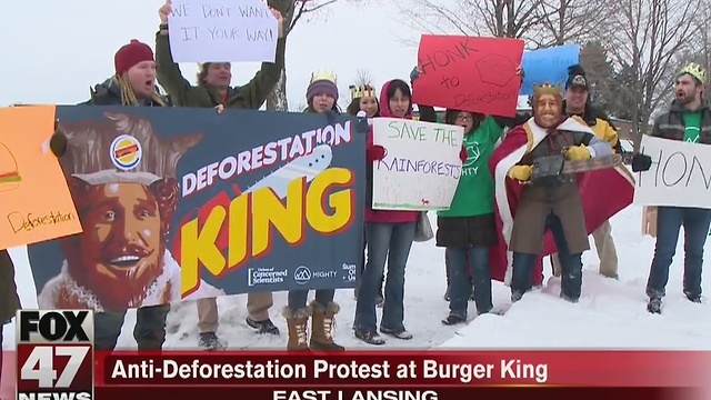 Anti deforestation protest outside Burger King