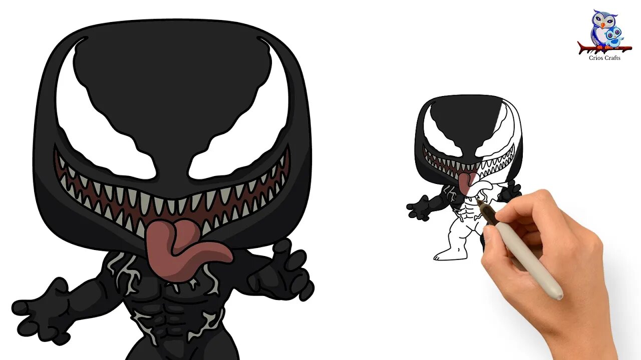 How To Draw Venom Symbiote Step by Step - Easy Art Tutorial