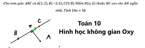 Cho tam giác ABC có A(1;2),B(-2;6),C(9;8).Điểm H(a;b) thuộc BC sao cho AH ngắn