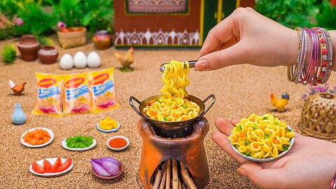 Miniature Egg Masala Maggi| Egg Maggi Recipe | Tiny Foodkey | Anda Masala | Indian Street Food