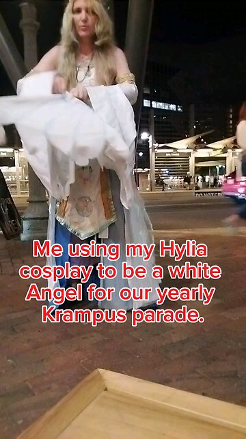 using my Hylia cosplay as a white angel for krampus parade