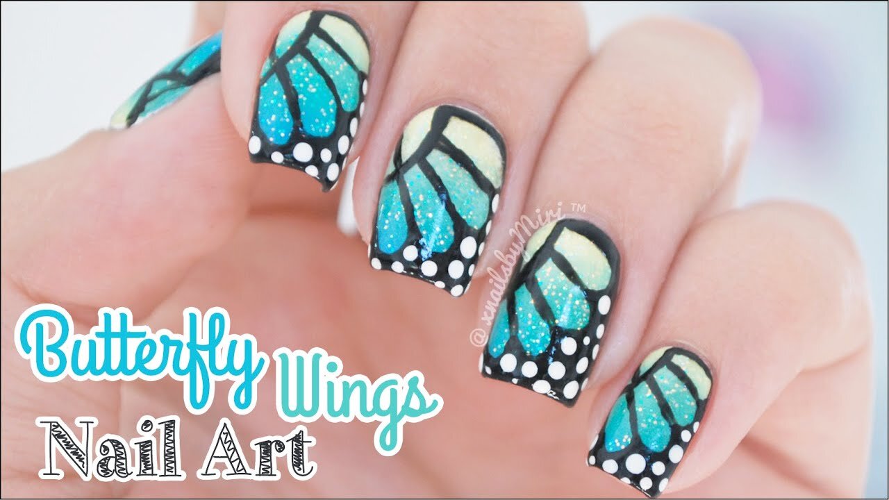 Butterfly Wings With Gradient Nail Art