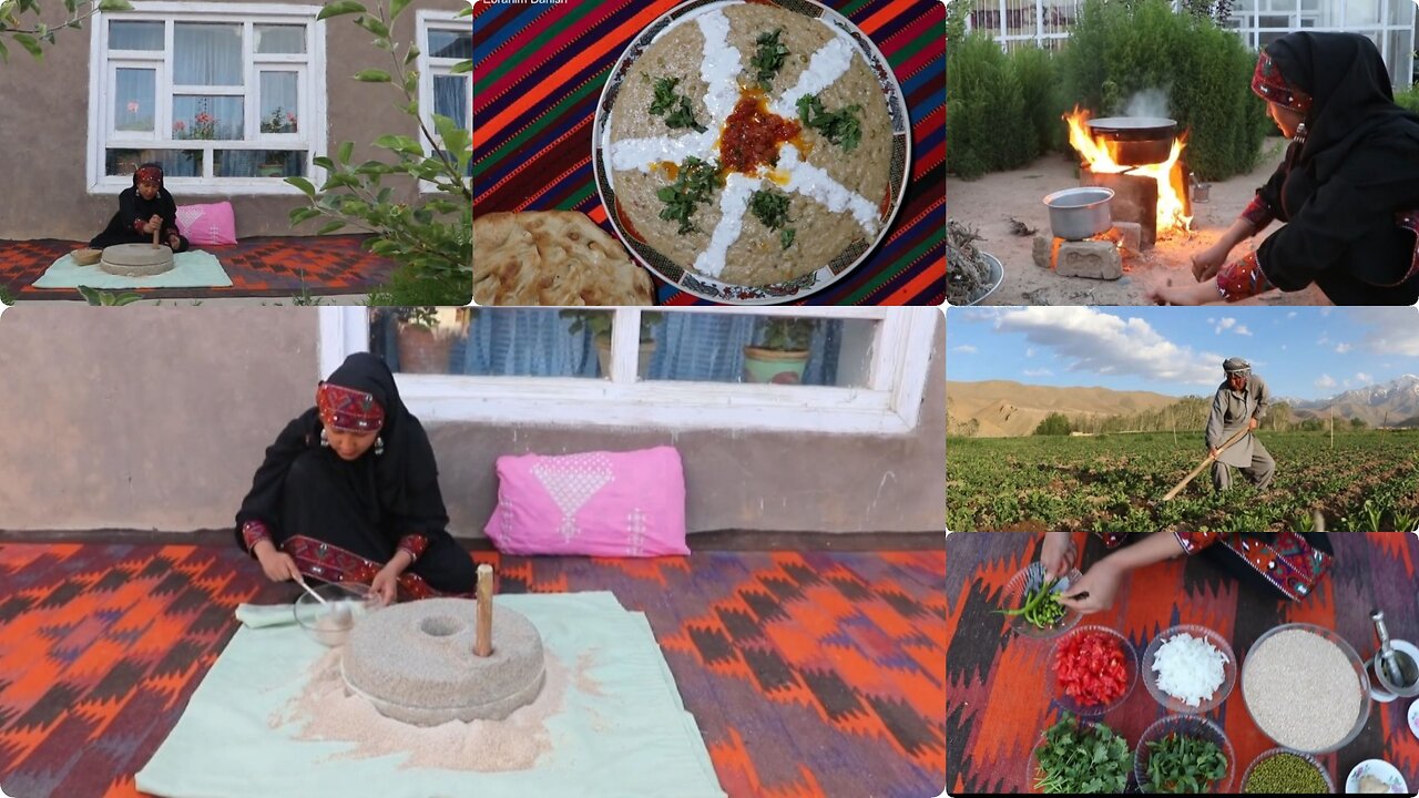 Cooking traditional local food (Dalda) in a village in Bamiyan, Afghanistan