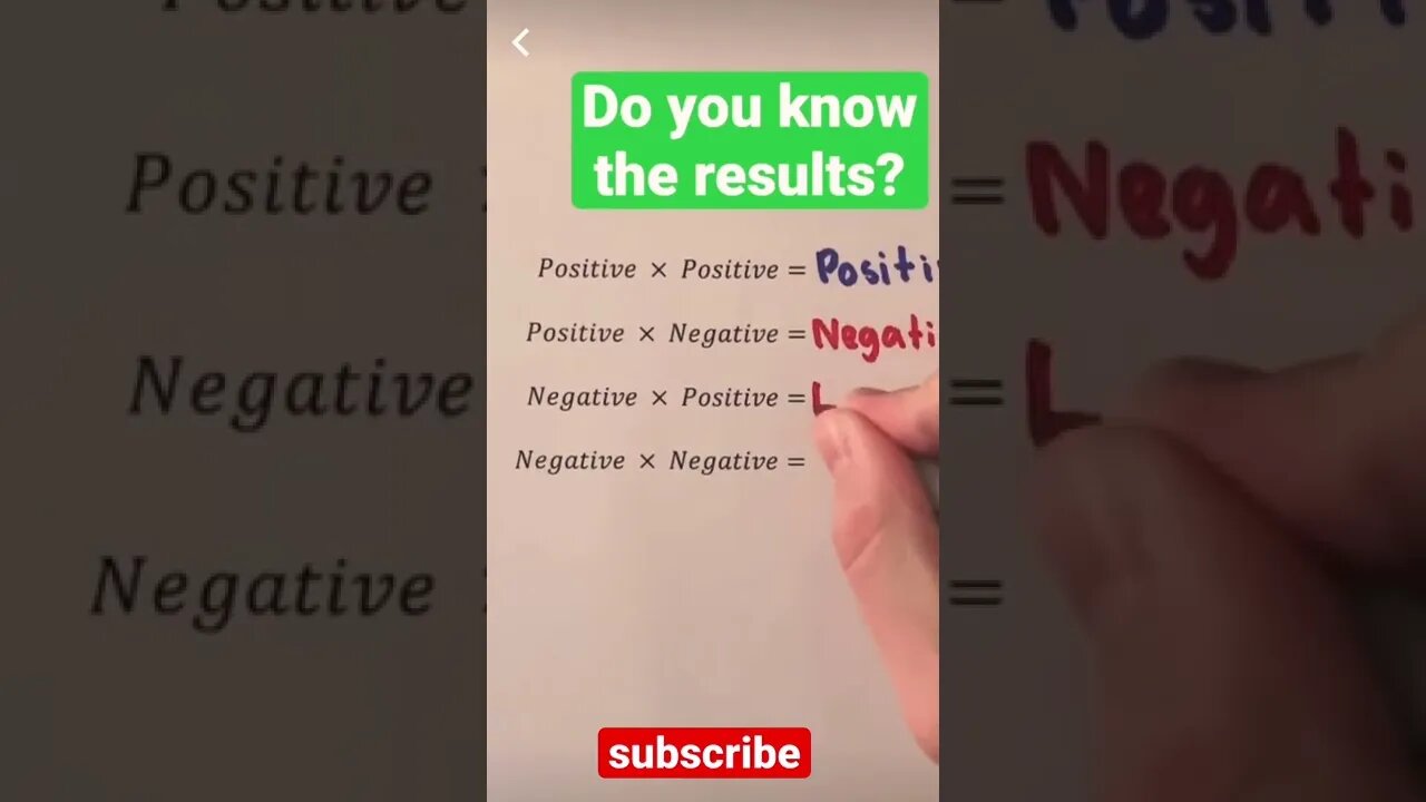 positive and negative number multiplixation