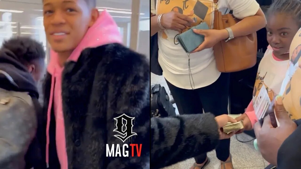 YK Osiris Blesses Young Lady Wit Stack Of Money In The Airport! 💵