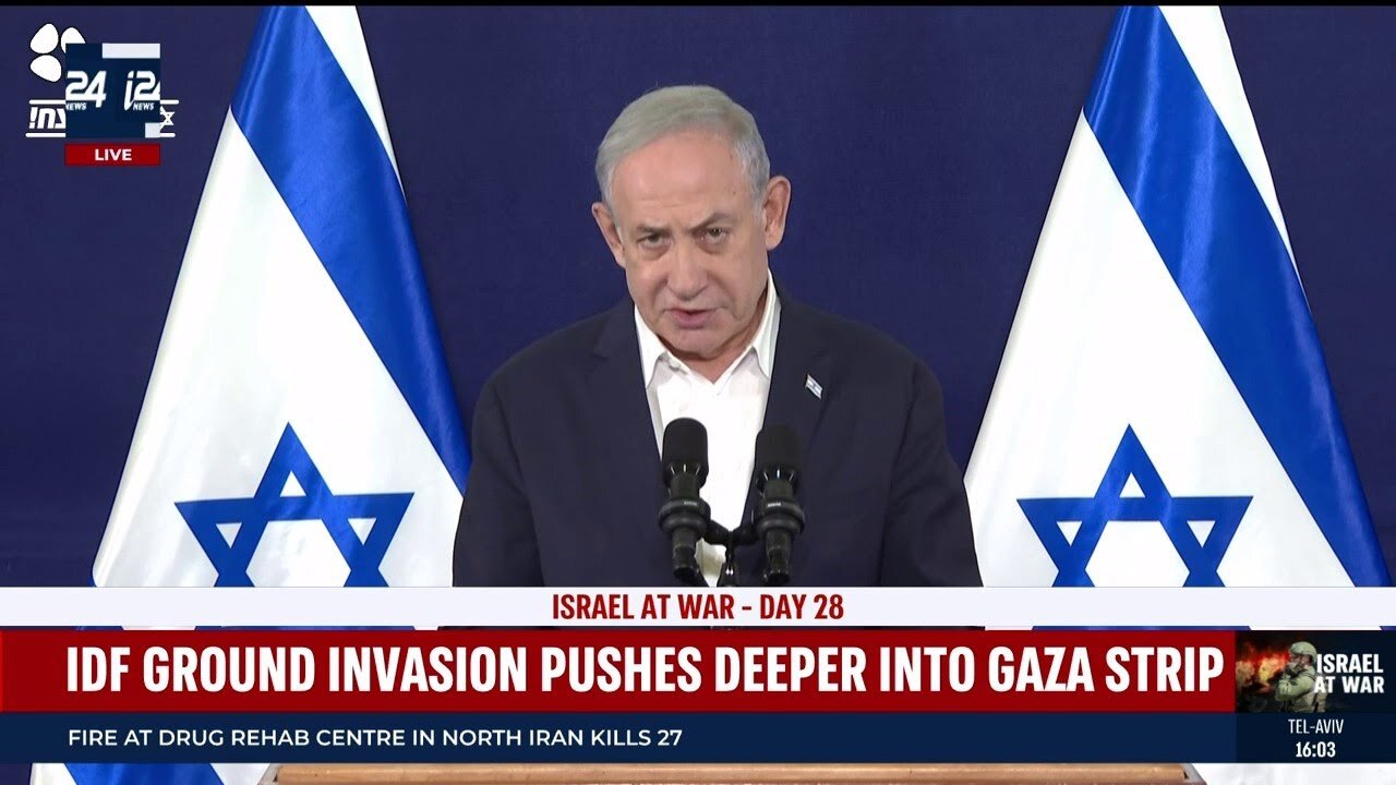 Netanyahu delivers a speech following humanitarian pauses discussions with U.S