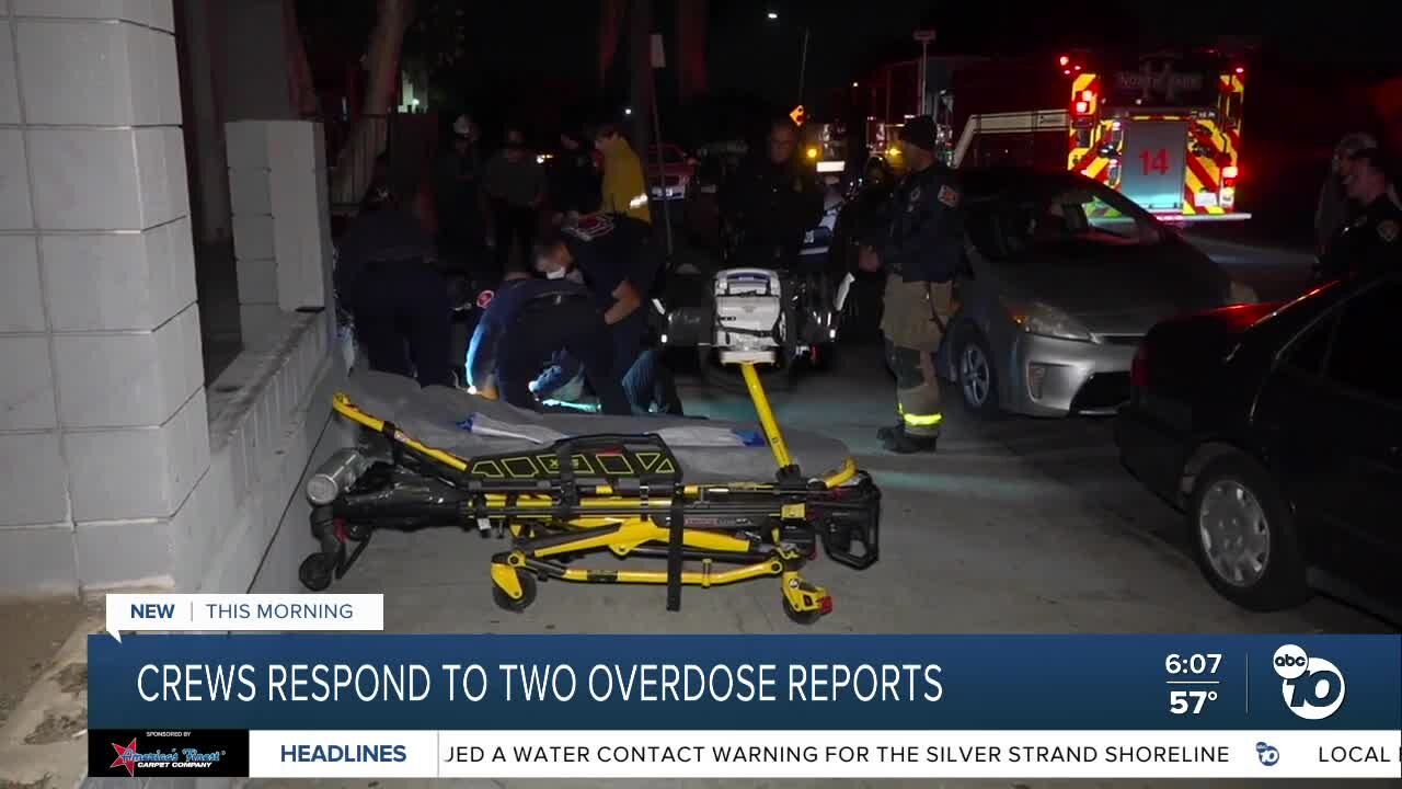 2 overdose incidents reported two hours apart in San Diego