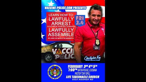 Fri 2.4: Lawfully @rrest + Assemble! Vaccine-Police.com, Dave Roberts