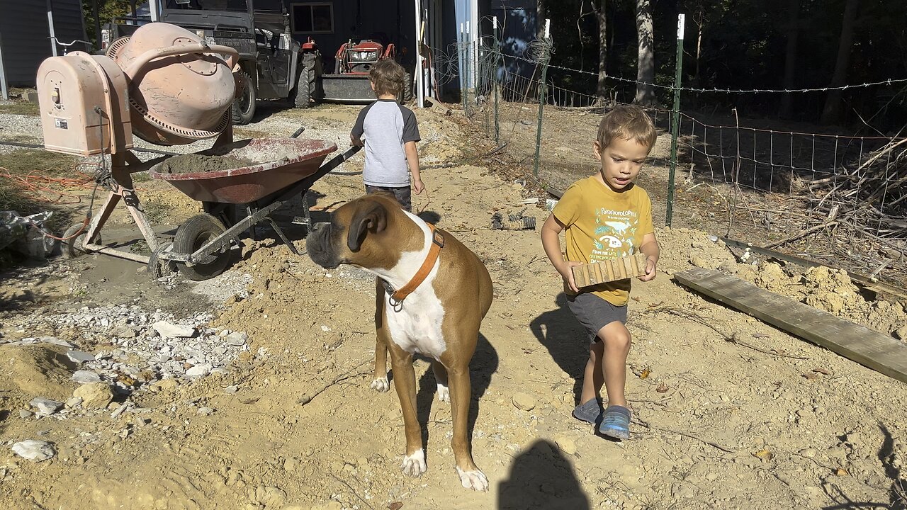 Kids Wanted To Help 🧱 #construction #brick #diy #homestead